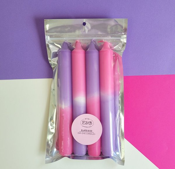 Dip-Dye Candles -Violet+Bright Pink