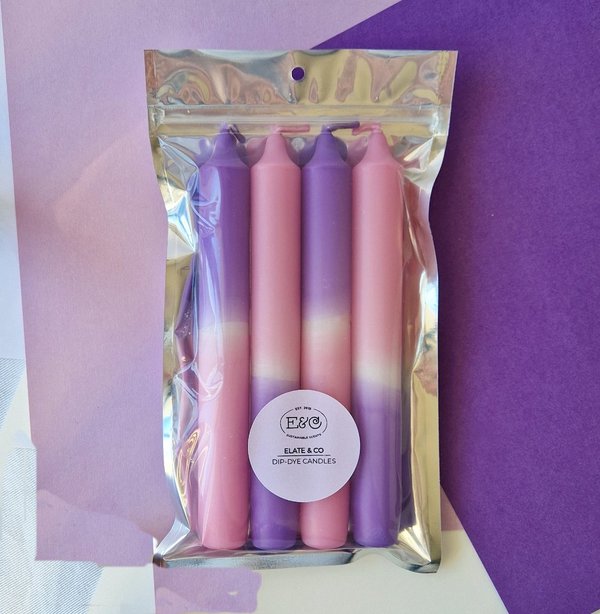 Dip-Dye Candles Violet + Light Pink