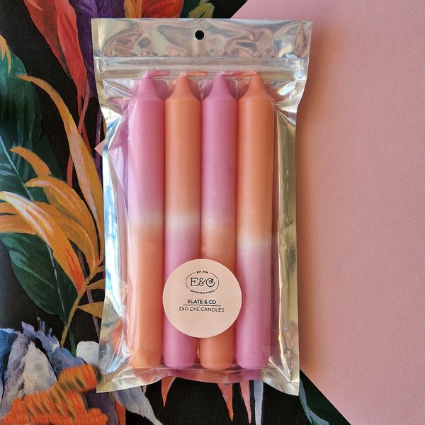 Dip-Dye Candles Peach + Light Pink